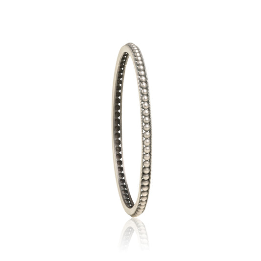 Oxidized Silver Beaded Bangle