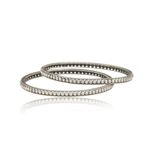 Oxidized Silver Beaded Bangle