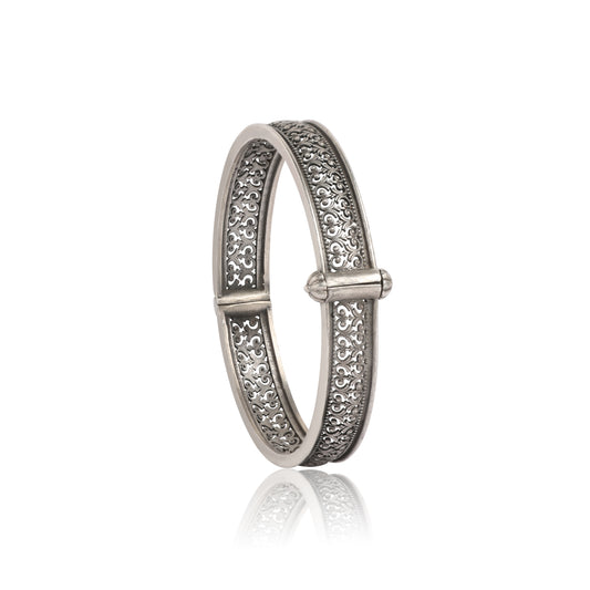 Oxidised Silver Hinged Kada