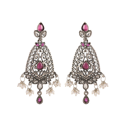 Silver Mystic Chandbali Earrings