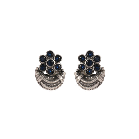 Silver Studs with Blue Stone