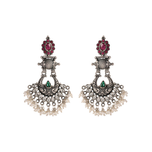 Traditional Chandbali Earrings with Pearls